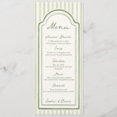Groen Gestreepte Trouwfeest Menu (Voorkant)