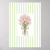 Groen gestreepte waterverf roos Kunstprint voor aa Poster (Voorkant)