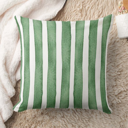 Groen gestreepte waterverfkussen kussen (Deken)