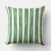 Groen gestreepte waterverfkussen kussen (Voorkant)