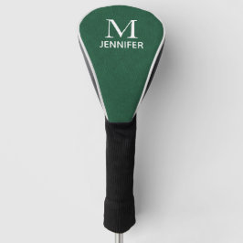 Groen gestructureerd lederen monogram gepersonalis golfheadcover