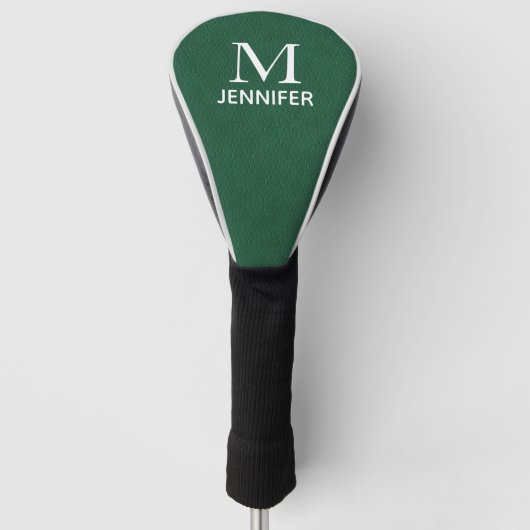 Groen gestructureerd lederen monogram gepersonalis golfheadcover (Voorkant)