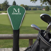 Groen gestructureerd lederen monogram gepersonalis golfheadcover
