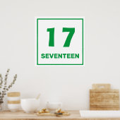 Groen getal zeventien Poster (Keuken)