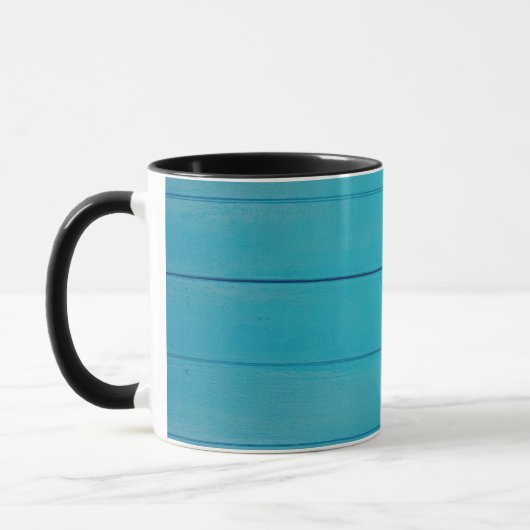 Groen getextureerd wandpatroon met turquoise mok (Links)