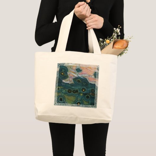 Groen gevlekte oceaan-jaspis grote tote bag (Voorkant (product))
