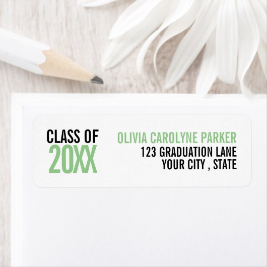 Groen gewaagd afstuderen aangepast JAAR Etiket (Insitu)