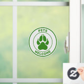 Groen gezelschapsdieren welkom bij Cute Dog Paw Si Raamsticker (Huis)