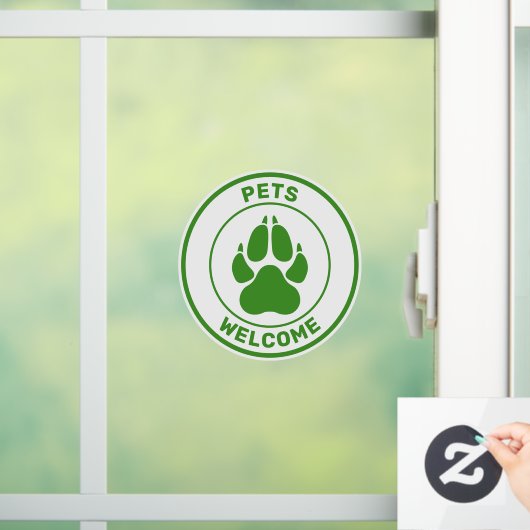 Groen gezelschapsdieren welkom bij Cute Dog Paw Si Raamsticker (Huis)