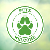 Groen gezelschapsdieren welkom bij Cute Dog Paw Si Raamsticker (Vel 3)