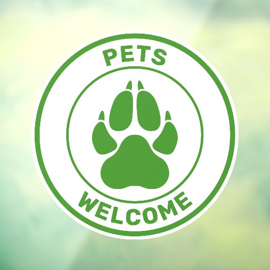 Groen gezelschapsdieren welkom bij Cute Dog Paw Si Raamsticker (Vel 3)