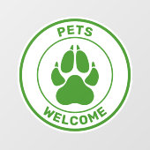 Groen gezelschapsdieren welkom bij Cute Dog Paw Si Raamsticker (Vel)