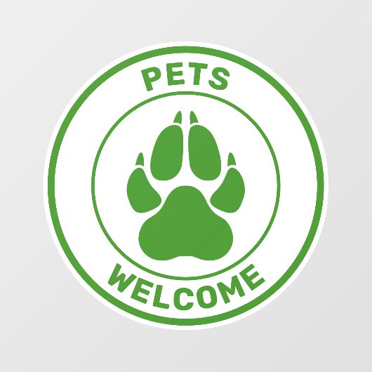 Groen gezelschapsdieren welkom bij Cute Dog Paw Si Raamsticker (Vel)