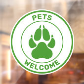 Groen gezelschapsdieren welkom bij Cute Dog Paw Si Raamsticker (Vel 2)