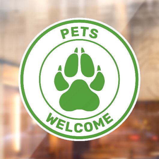 Groen gezelschapsdieren welkom bij Cute Dog Paw Si Raamsticker (Vel 2)