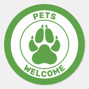 Groen gezelschapsdieren welkom bij Cute Dog Paw Si Ronde Sticker