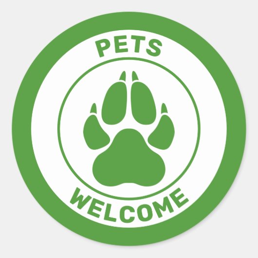 Groen gezelschapsdieren welkom bij Cute Dog Paw Si Ronde Sticker (Voorkant)