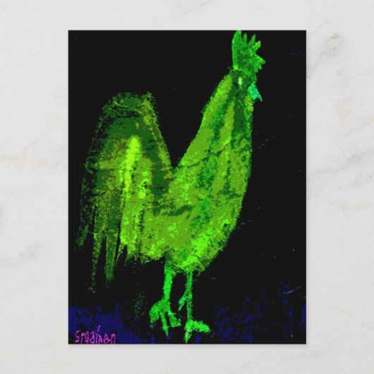 Groen Ghost Rooster-Briefkaart Briefkaart (Voorkant)