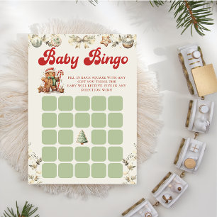 Groen Gingerbread Kerst Baby shower Bingo Spel Kaart