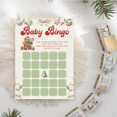 Groen Gingerbread Kerst Baby shower Bingo Spel Kaart