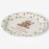 Groen Gingerbread Kerstmis Santa Baby shower Papieren Bordje (Gekanteld)