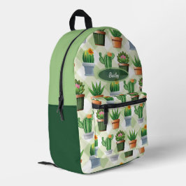 Groen Gingham Cactus Patroon Bedrukte Rugzak