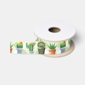 Groen Gingham Cactus Patroon Satijnen Lint (Spoel)