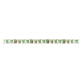Groen Gingham Cactus Patroon Satijnen Lint (Voorkant)