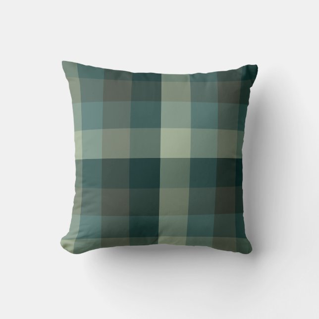 Groen Gingham Karo Tartan Design  Kussen (Voorkant)