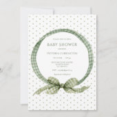 Groen Gingham Lint Frame Vintage Kaart (Voorkant)