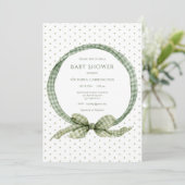 Groen Gingham Lint Frame Vintage Kaart (Staand voorkant)