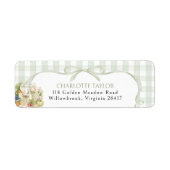 Groen Gingham Lokale Baby Shower Etiket (Voorkant)