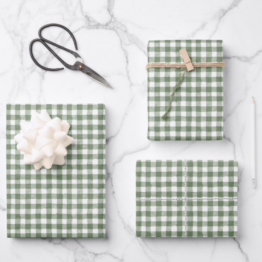 Groen gingham — Papier voor het oppakken van rieme Inpakpapier Vel (Voorkant)