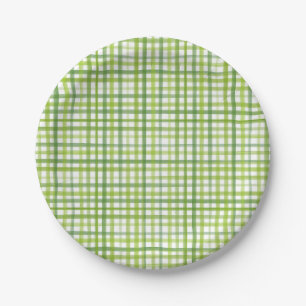 Groen Gingham Papieren Bord Gingham Zomerfeestje