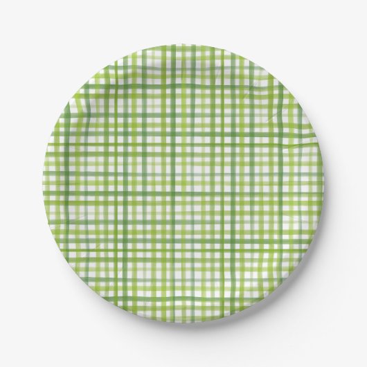 Groen Gingham Papieren Bord | Gingham Zomerfeestje (Voorkant)