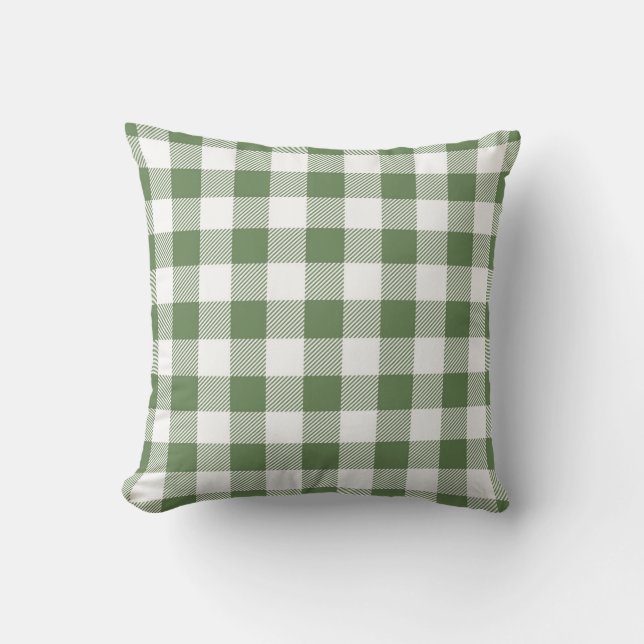 Groen Gingham-patroon Kussen (Voorkant)