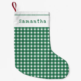 Groen Gingham Patroon Prettig Kerstfeest Kleine Kerstsok