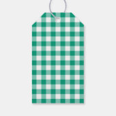 Groen Gingham Script Kerst gecontroleerd Cadeaulabel (Achterkant)
