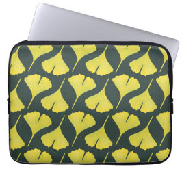 Groen gingko Leaf Natuur Lover Botanisch Patroon Laptop Sleeve