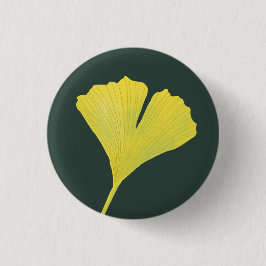 Groen gingko Leaf Natuur Lover Botanisch Patroon Ronde Button 3,2 Cm
