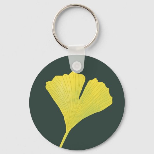 Groen gingko Leaf Natuur Lover Botanisch Patroon Sleutelhanger (Voorkant)