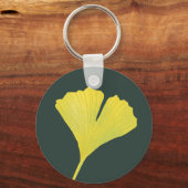 Groen gingko Leaf Natuur Lover Botanisch Patroon Sleutelhanger (Voorkant)