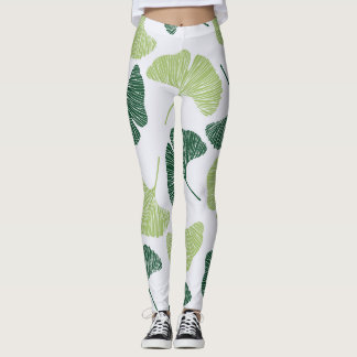 Groen Ginkgo Biloba Naadloos Patroon Leggings