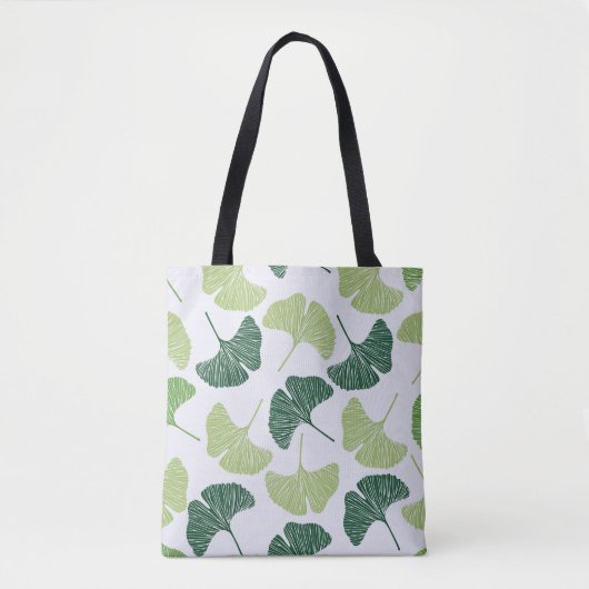 Groen Ginkgo Biloba Naadloos Patroon Tote Bag (Voorkant)
