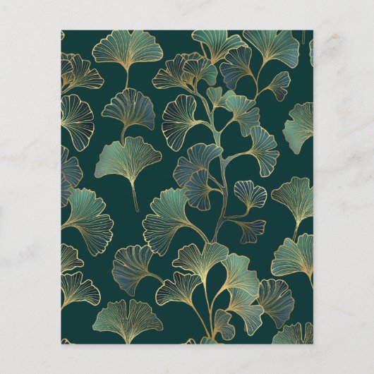 Groen ginkgo blad budget bruiloft uitnodiging (Achterkant)