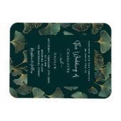 Groen ginkgo blad gouden bruiloft uitnodiging magneet (Horizontaal)