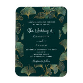 Groen ginkgo blad gouden bruiloft uitnodiging magneet (Verticaal)