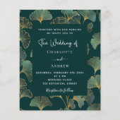 Groen ginkgo verlaat budget bruiloft uitnodiging flyer (Voorkant)