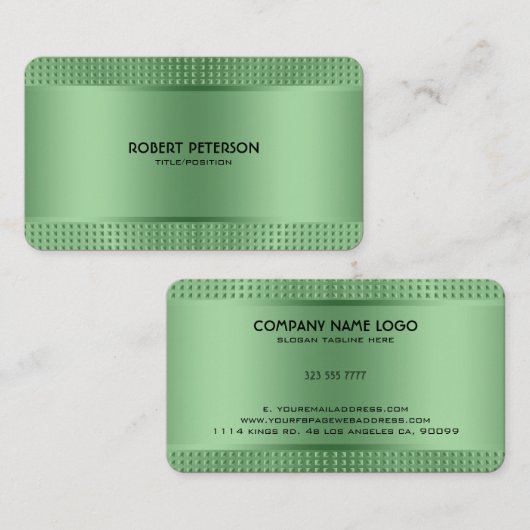 Groen glans metaal design zonder roestvrij staal visitekaartje (Voorkant / Achterkant)