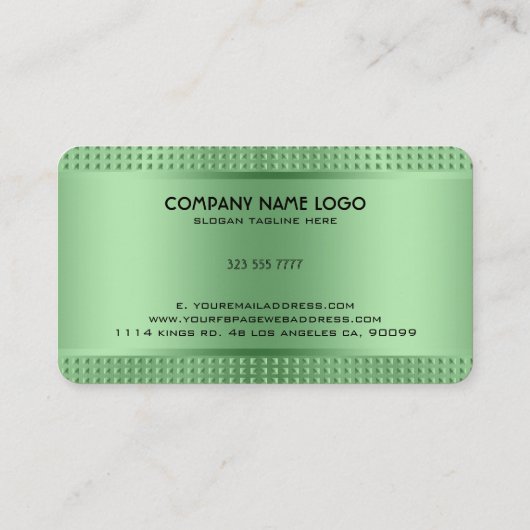 Groen glans metaal design zonder roestvrij staal visitekaartje (Achterkant)